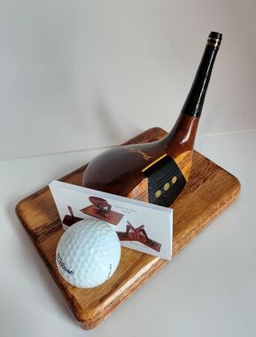 Vintage Powerbilt Golf CLUB business Card Holder Titleist desk Office home decor
